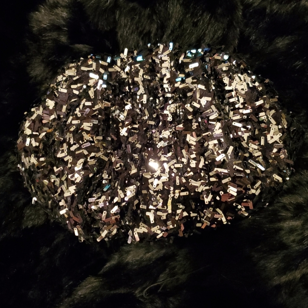 Black, Pewter & Silver Sequined Clutch/ Crossbag